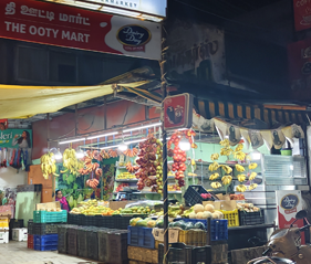 Ooty Market with fresh fruits, vegetables, and local shops