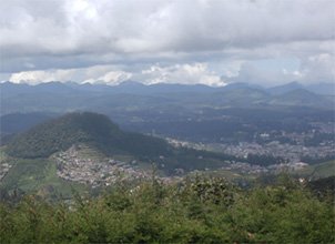 Panoramic view of Ooty city surrounded by mountains and valleys
