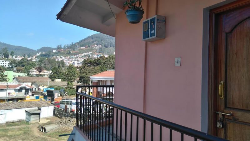 Balcony with hill view