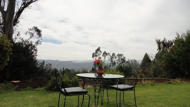 Garden seating with valley view