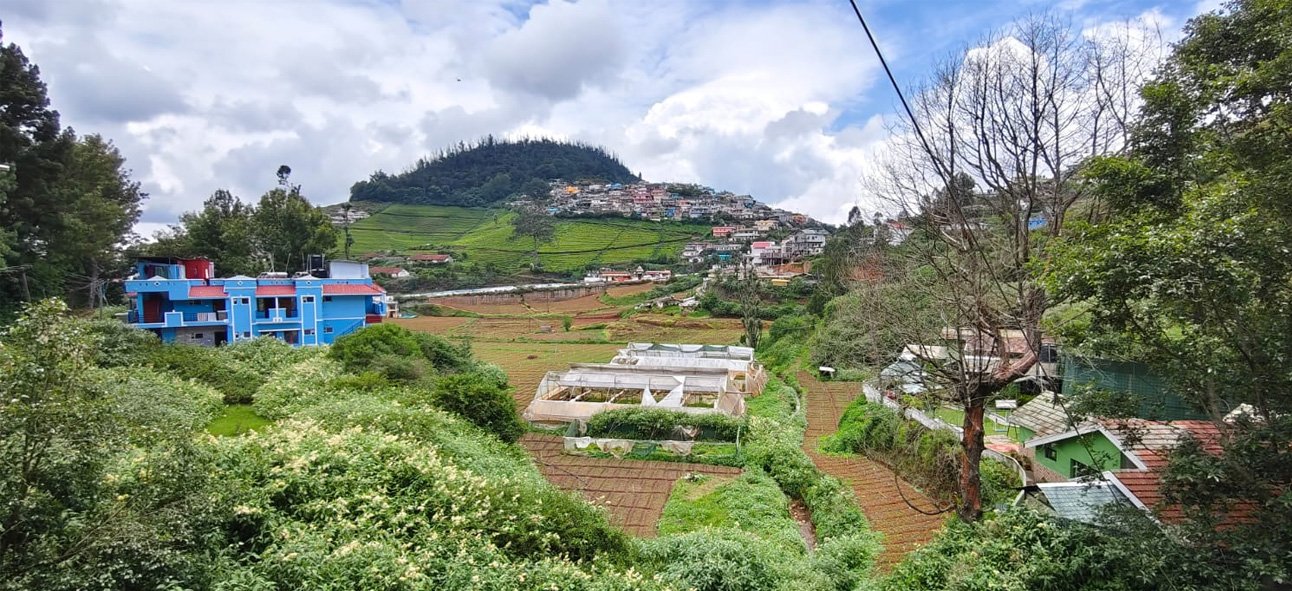 Scenic hill view with green surroundings