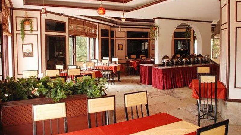 Restaurant dining hall with buffet