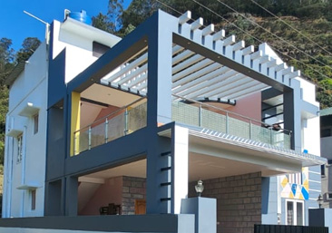 Exterior view of a colorful cottage-style building