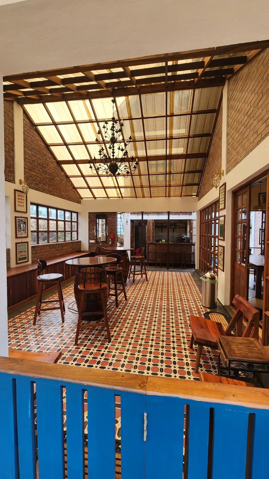 Covered hall with vintage furniture